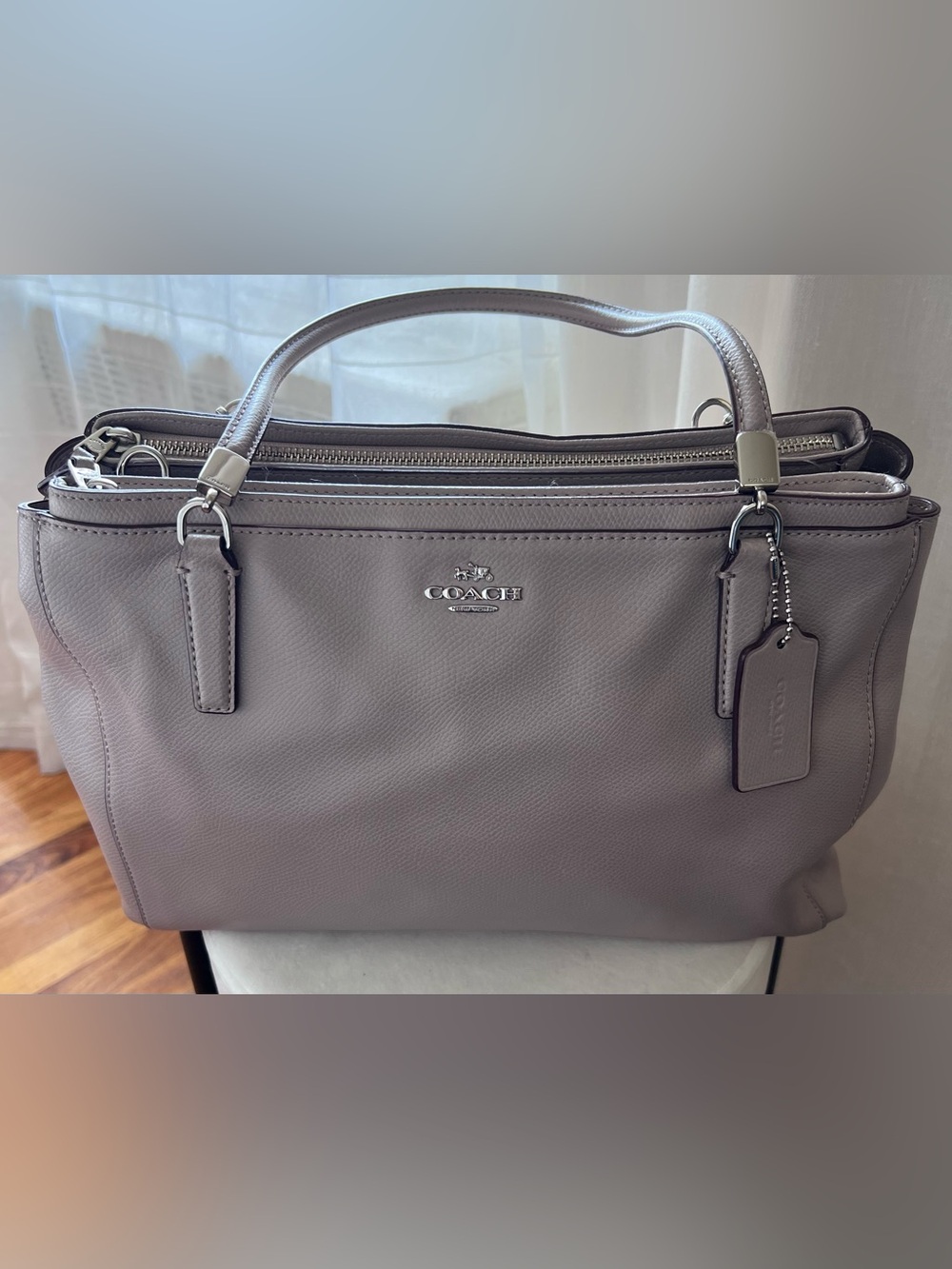 Coach Christie Carryall Handbag in Grey Birch Crossgrain Leather